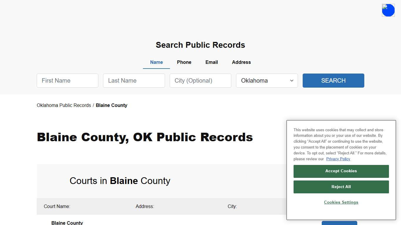 Blaine County, OK Public Court, Arrest and Inmate Records - ThePublicIndex