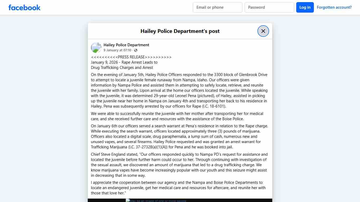 <<<<<<<<<<PRESS... - Hailey Police Department Facebook